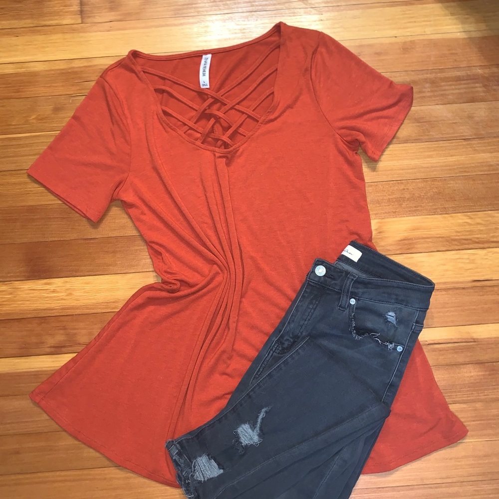 Orange Crisscross Tunic